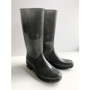 Gray Herringbone Rain Boot Size 7-7.5" 24.5cm